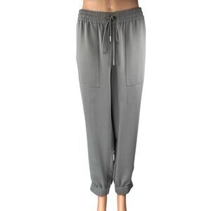 Ann Taylor Women's Gray High Rise Drawstring Tapered Trousers Joggers Pants L